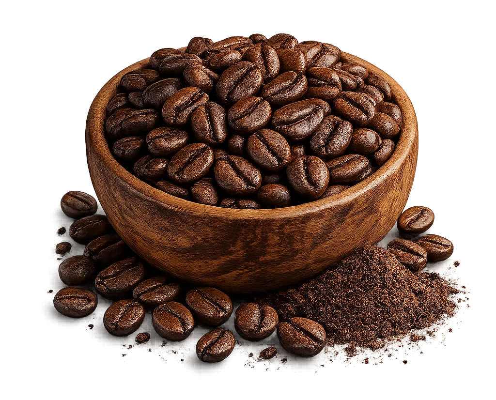 Coffee beans and ground coffee
