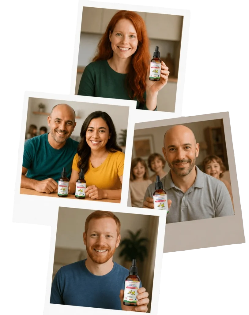 Colagem de famílias com o produto